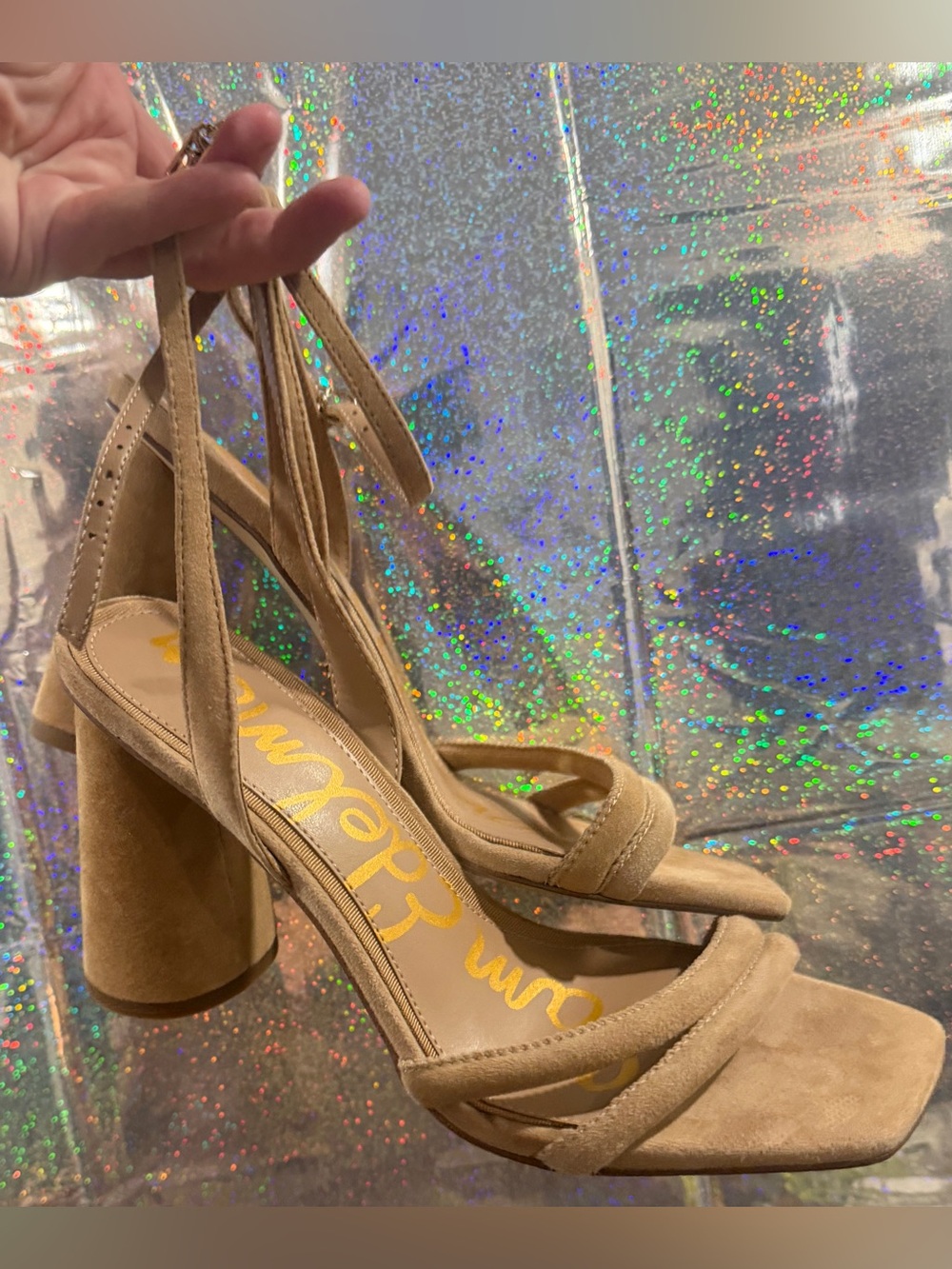 Sam Edelman Yaro Tan Suede Block Heel Sandals 7.5 + Dust Bag